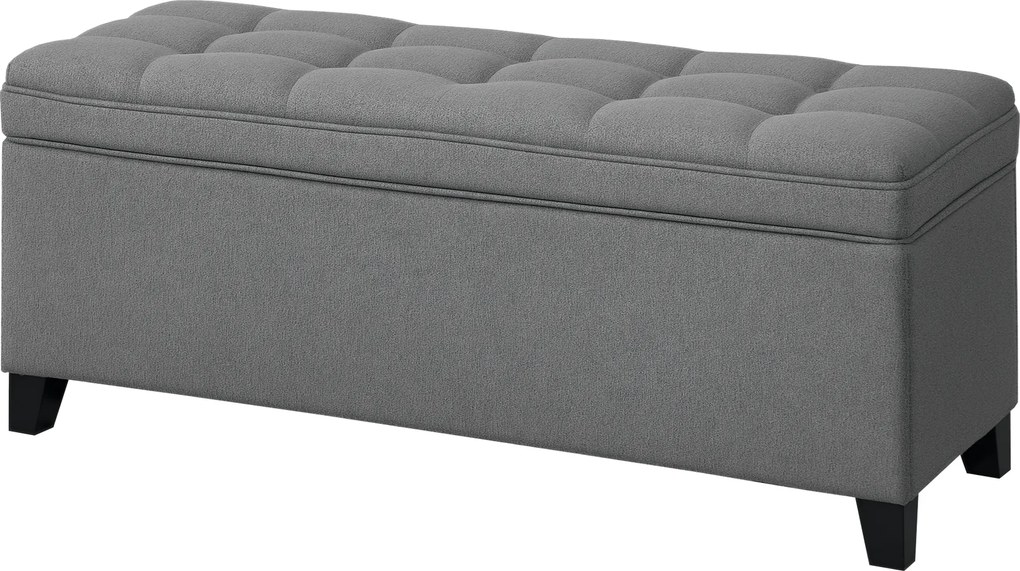 HOMCOM Bancă de depozitare 112 L, banchetă la picioarul patului din material tip in, șezut capitonat, 120 x 40 x 48 cm, gri închis | Aosom Romania