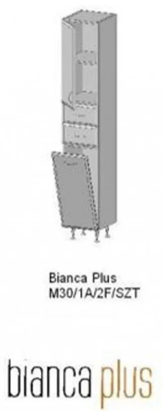 Dulap înalt Bianca Plus 30 cu 1 ușă, 2 sertare, suport pentru rufe, culoare stejar sonoma, dreapta