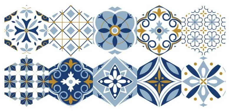 Set 10 autocolante pentru podea Ambiance Hexagons Jelilna, 20 x 18 cm