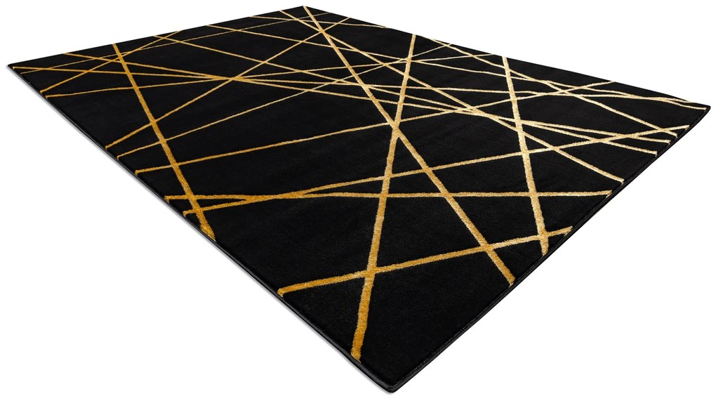 Modern GLOSS covor 406C 86 stilat, glamour, art deco, geometric negru / aur