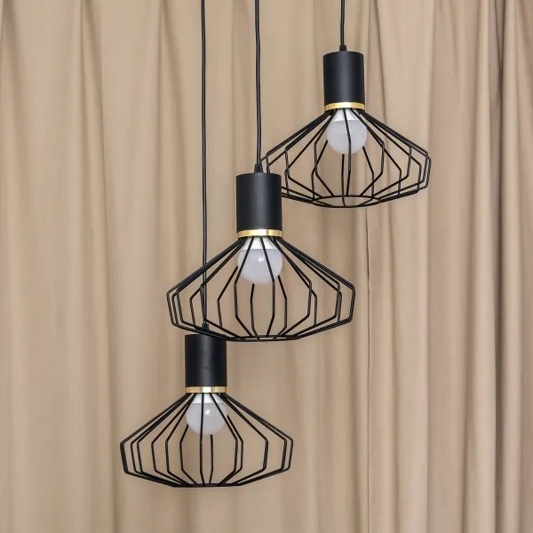 Pendul pe cablu SOLANO 3xE27/15W/230V negru/auriu