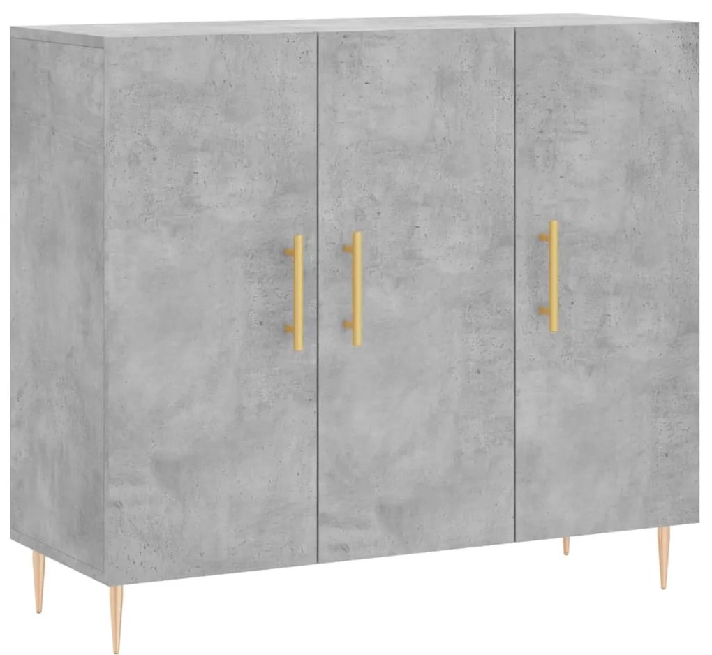 828096 vidaXL Dulap, gri beton, 90x34x80 cm, lemn compozit