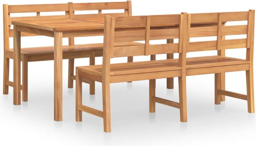 vidaXL Set mobilier pentru grădină, 3 piese, lemn masiv de tec