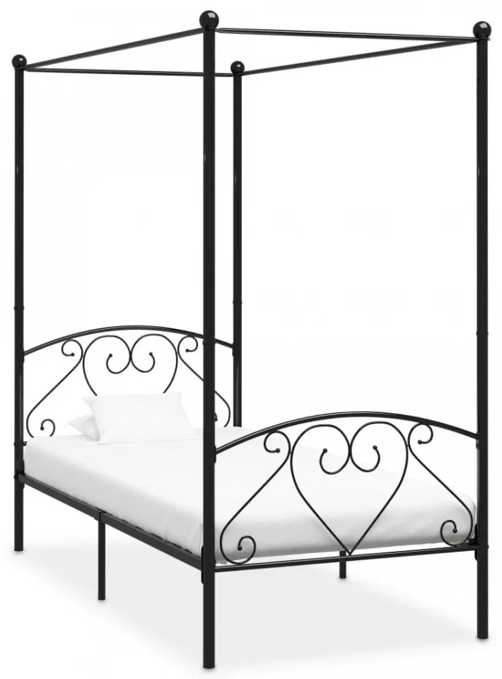 Cadru de pat cu baldachin, negru, 120 x 200 cm, metal