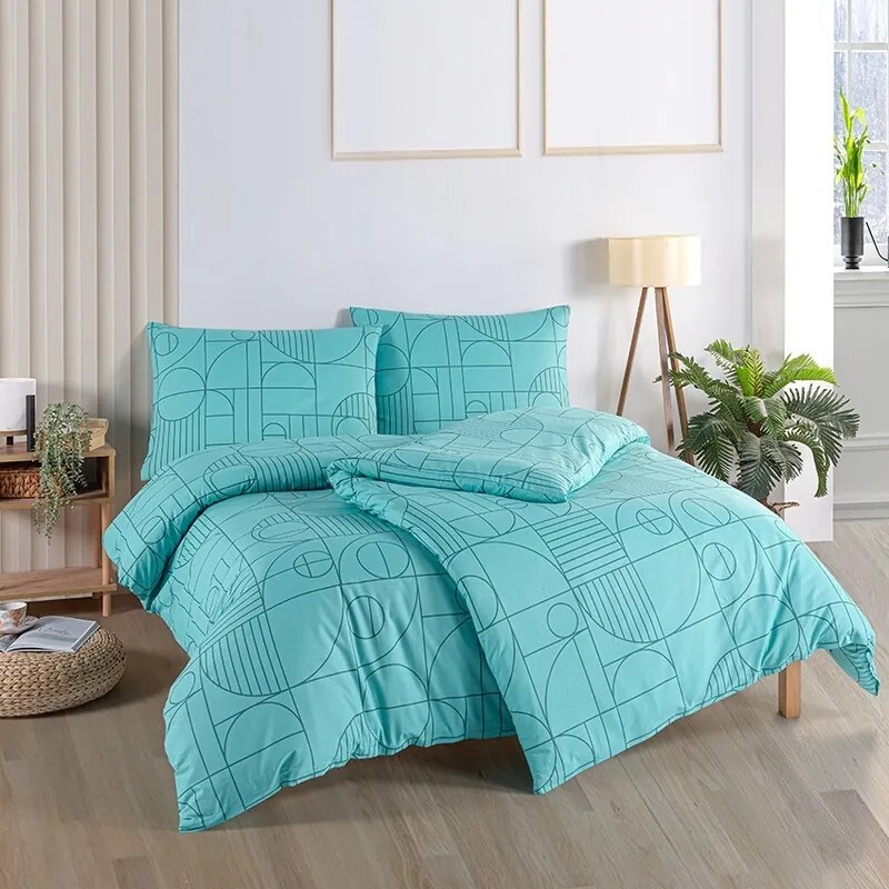 BedTex Lenjerie de pat din bumbac Geo Aquatic Awe,220 x 200 cm, 2 bucăți 70 x 90 cm, 220 x 200 cm, 2 buc. 70 x 90 cm