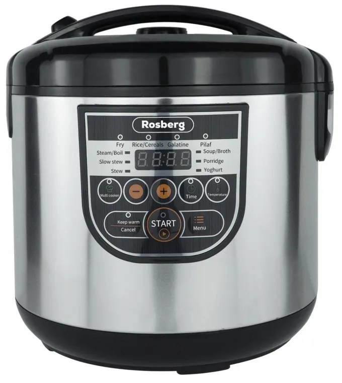 Multicooker Rosberg R51985E5, 780W, 5 L, 10 programe, Mod manual, Timer, Inox/Negru