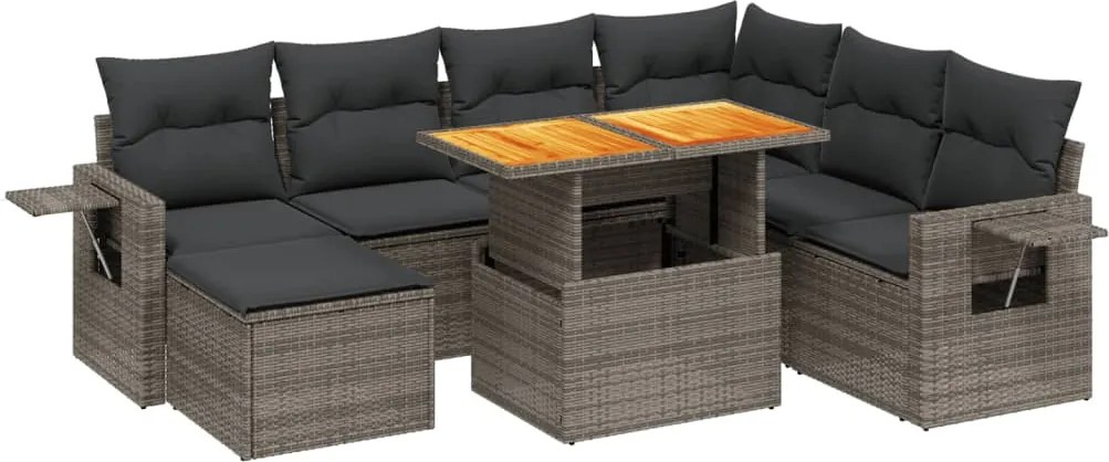 vidaXL Set canapele de grădină cu perne, 8 piese, gri, poliratan