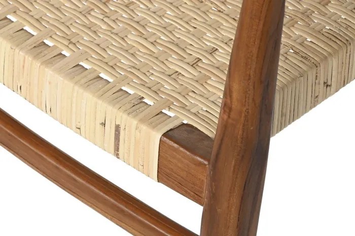 Scaun dining din lemn de tec si rattan, " Excentriq "