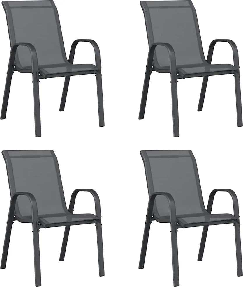 vidaXL Scaune de grădină stivuibile, 4 buc., gri, textilenă