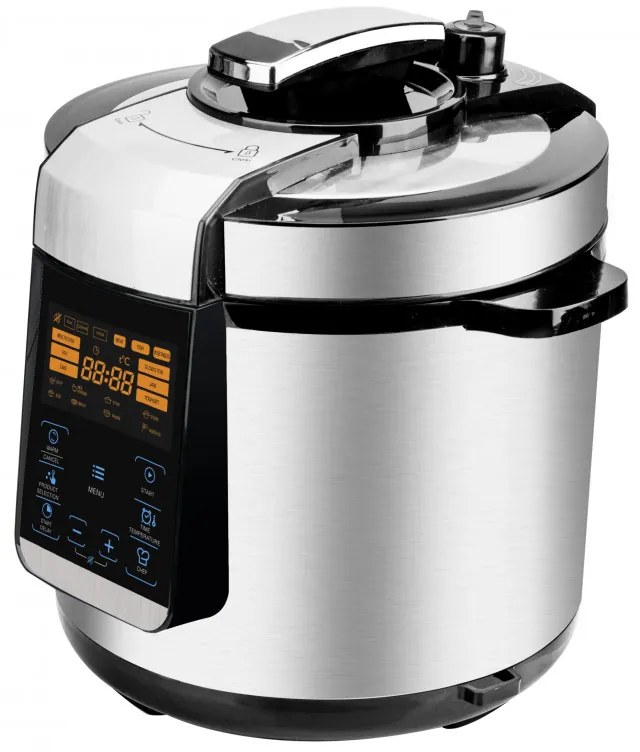 Multicooker cu presiune Oliver Voltz ОV51985H6, Display tactil mare, 1000W, 6L, 70kPa, Timer 24h, Inox