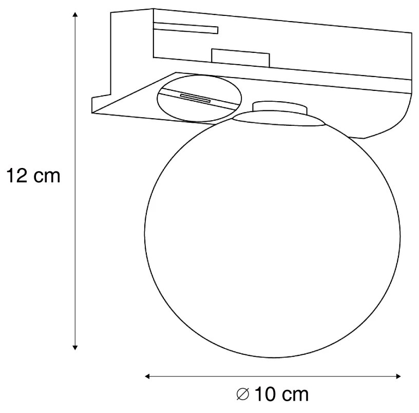 Plafonieră modernă neagră cu sticlă albă pentru sistem de șină monofazat - Iconic Perle
