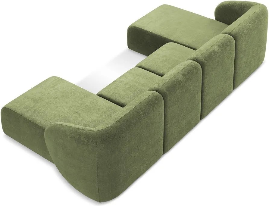 Colțar verde cu tapițerie din chenille (în formă de "U") Lani – Makamii