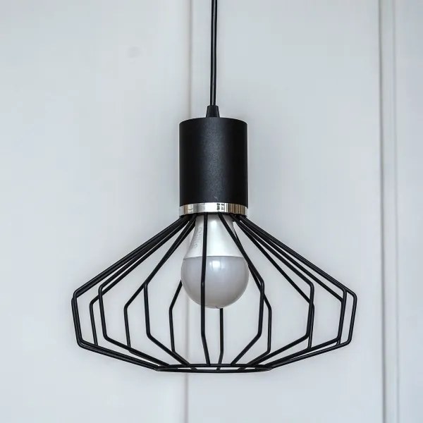 Lampă suspendată pe cablu SOLANO 1xE27/15W/230V negru/crom lucios