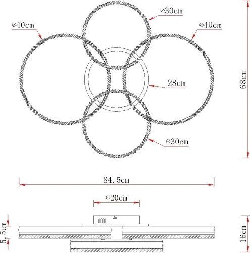 Globo 67377-90 - Plafonieră LED dimerizabilă FRANCINE LED/90W/230V argintie + telecomandă