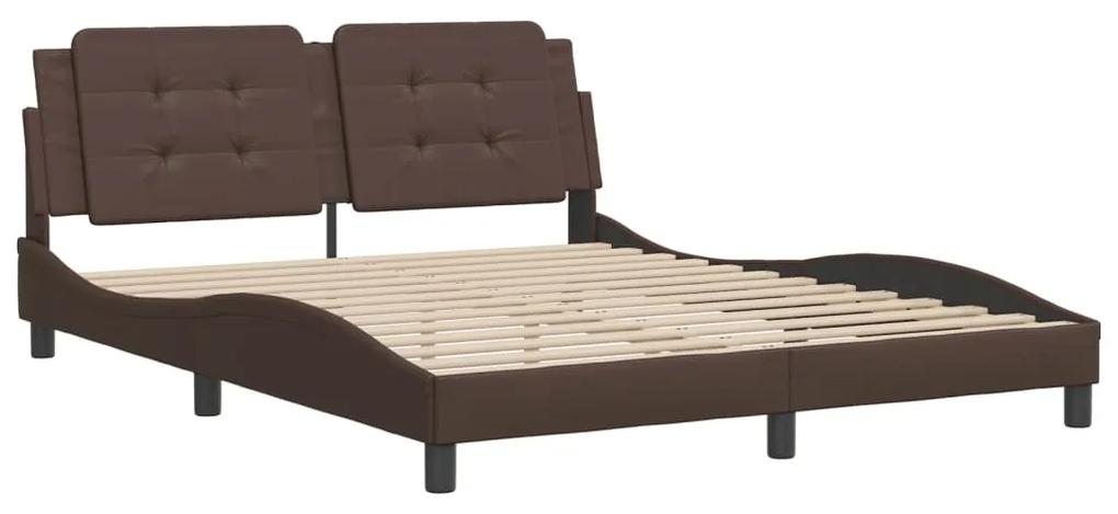 3208193 vidaXL Cadru de pat cu tăblie, maro, 160x200 cm, piele ecologică