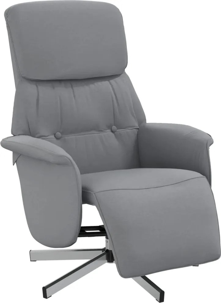 vidaXL Fotoliu rabatabil cu suport de picioare, gri deschis, textil