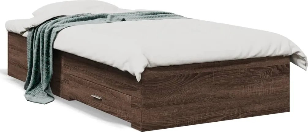 vidaXL Cadru de pat cu sertare, stejar maro, 100x200 cm lemn prelucrat