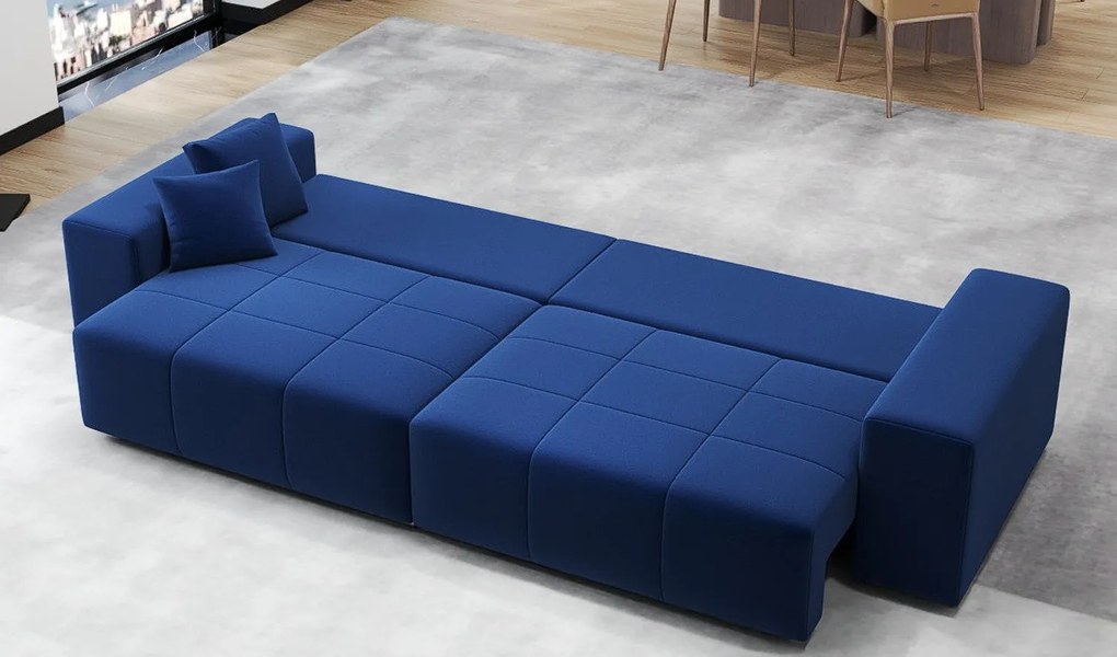 Canapea extensibilă dumonde cu ladă de depozitare si sezut confortabil din spuma high-density, Marbela Royal Blue XXL 295x100 cm