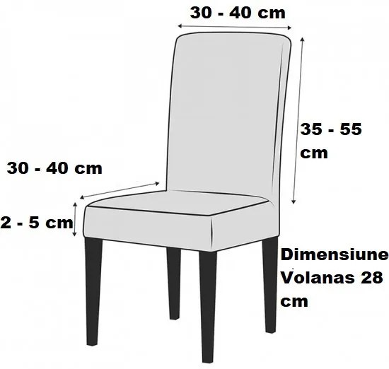 Set 6 huse elastice pentru scaune, cu volanas, model Jacquard Alb