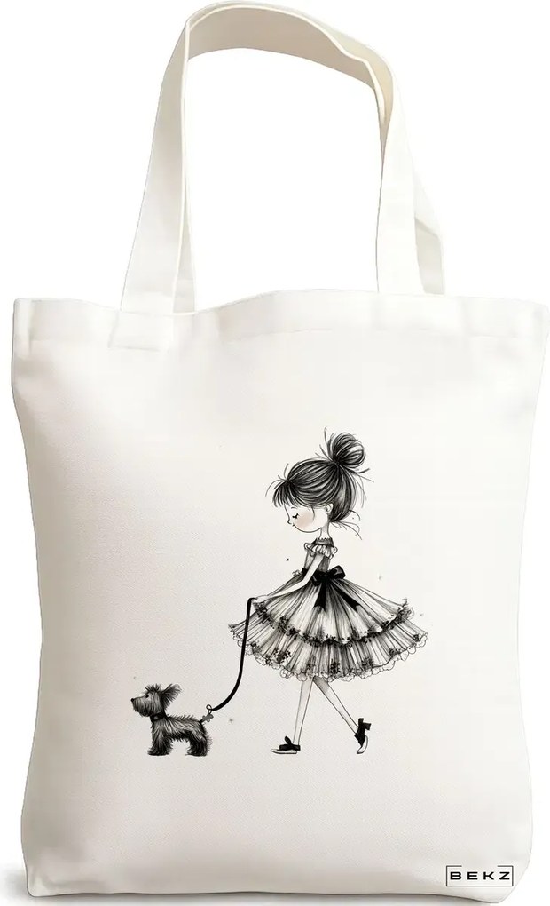 Sacosa de Panza pentru Cumparaturi, Geanta Tote, model Bow & Go 3 38 x 34.5 cm, Alba, BEKZ®