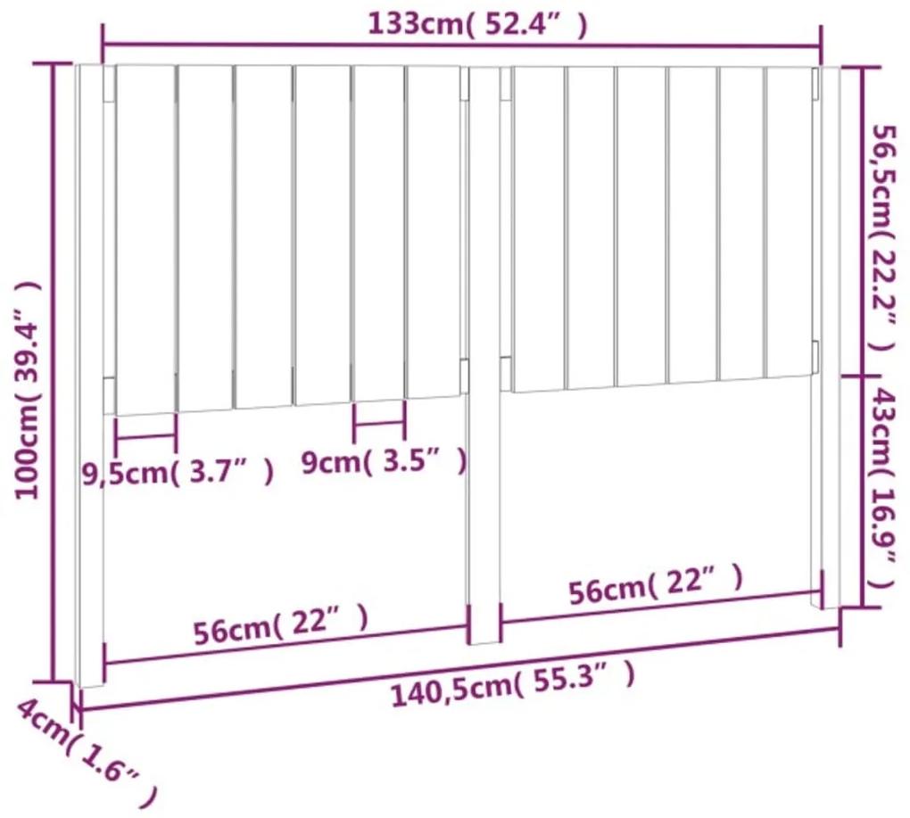 Tablie de pat, gri, 140,5x4x100 cm, lemn masiv de pin 1, Gri, 140.5 x 4 x 100 cm