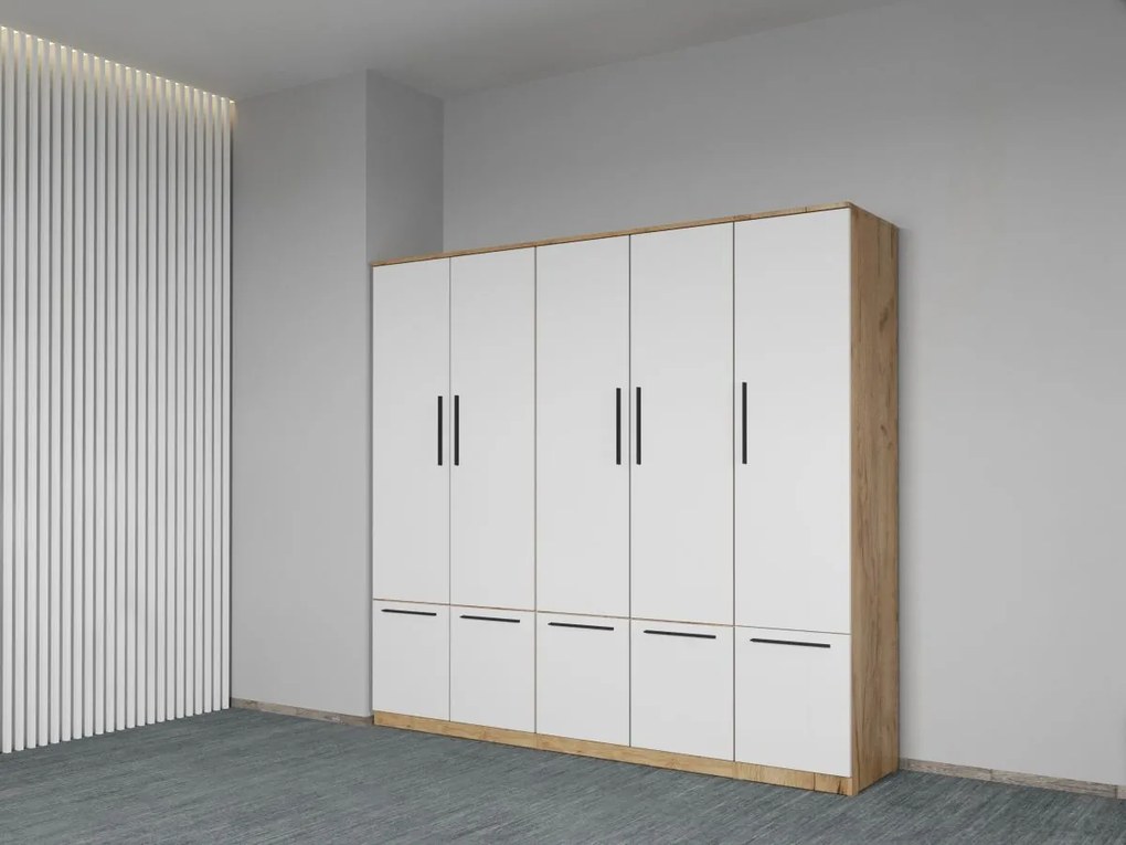Set mobila dormitor 4 piese Alb/Stejar Levi C10