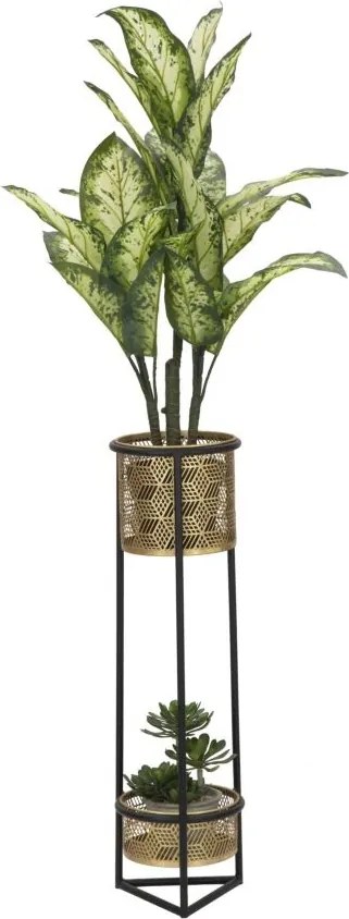 Jardiniera, Suport cu 2 vase metalice pentru flori DOPPIO H-80cm