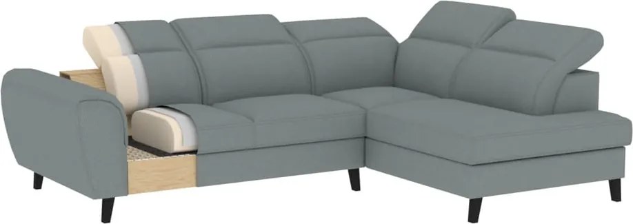 Colțar verde extensibil/cu spațiu de depozitare cu tapițerie din catifea (cu colț pe partea dreaptă/în formă de ”L”) Noble – ELTAP