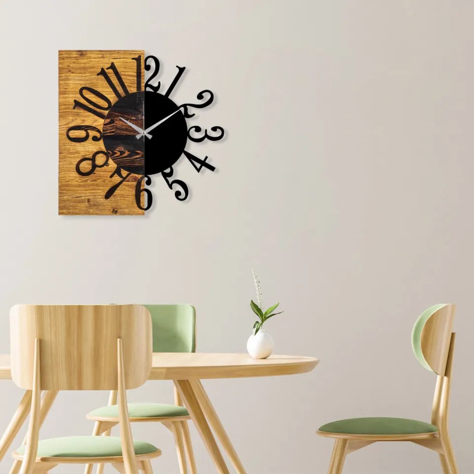 Ceas Decorativ de Perete Wooden Clock 7, Lemn / Metal