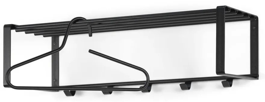 Cuier de perete negru cu raft din metal Rex – Spinder Design