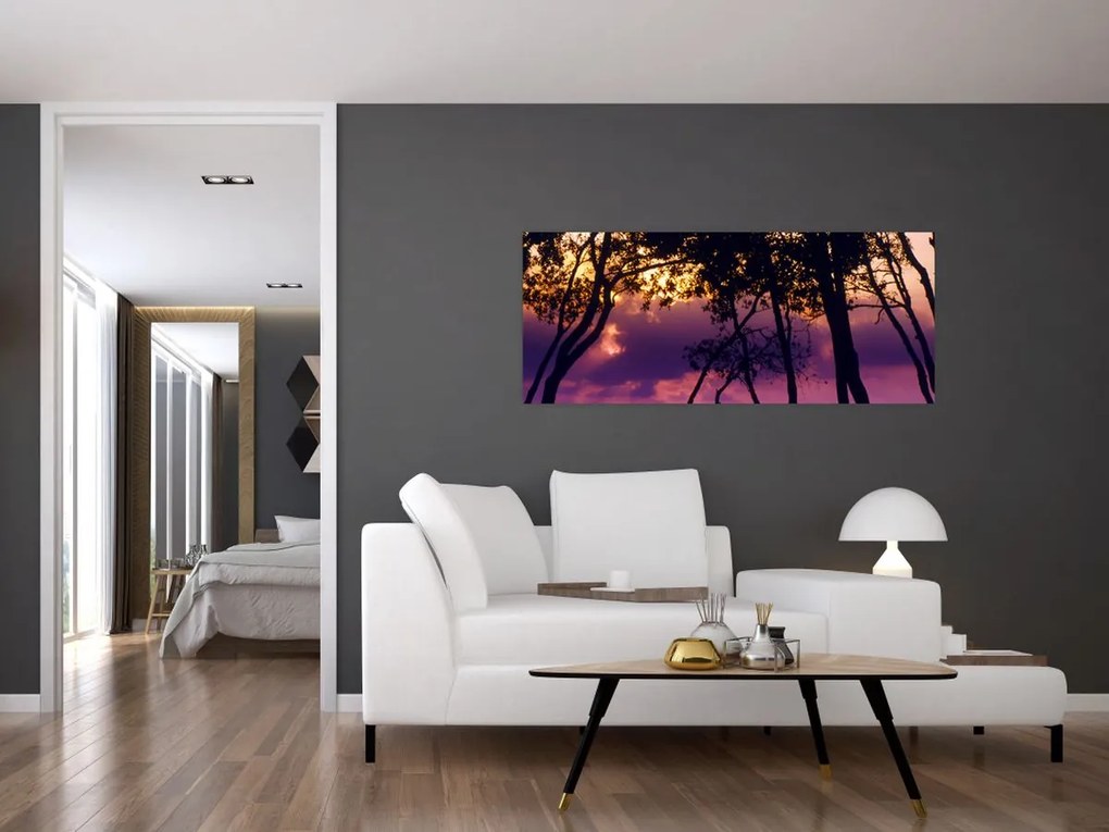 Tablou - Copaci la apus de soare (120x50 cm)