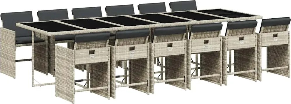 vidaXL Set mobilier de grădină cu perne 13 piese gri deschis poliratan