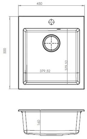 Chiuvetă de bucătărie ALVEUS 1133432 CORTINA 50x45 cm negru