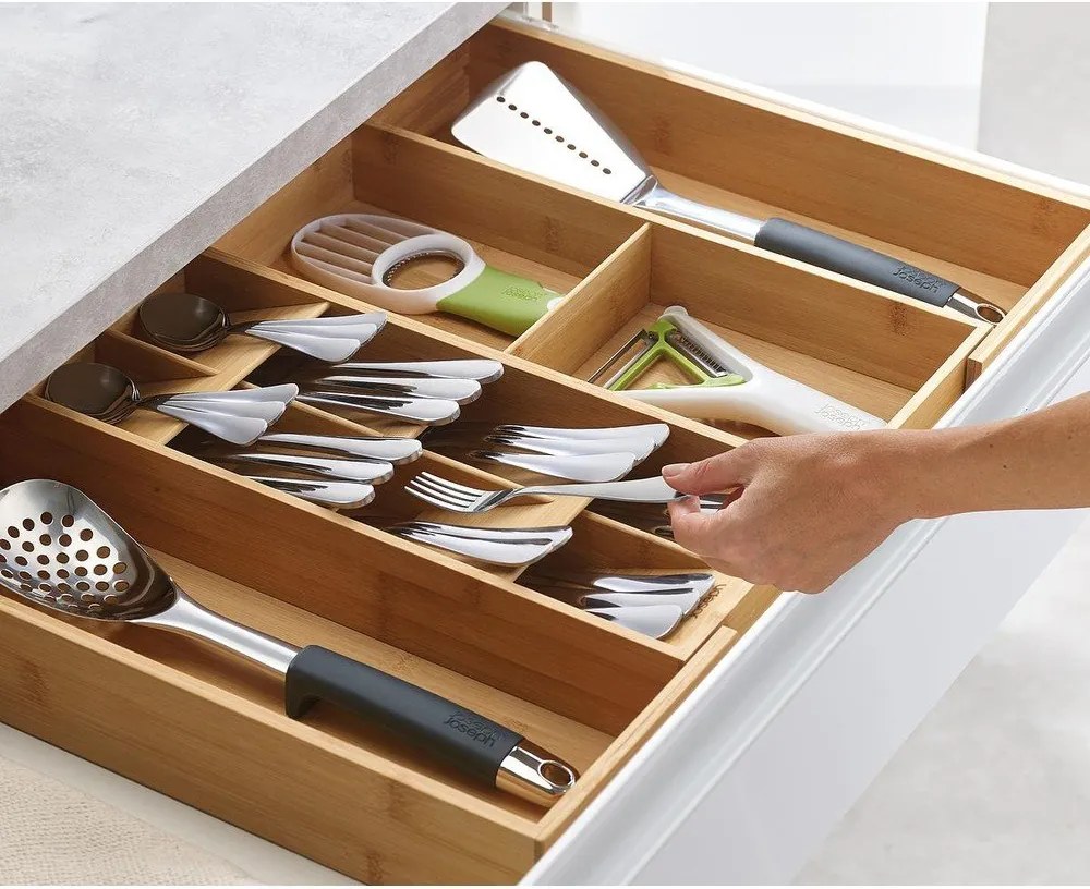 Organizator de tacâmuri în culoare naturală ajustabil din bambus 32 x 40 cm DrawerStore Bamboo – Joseph Joseph