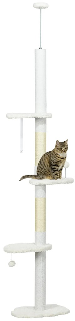 PawHut Zgârietoare Reglabilă cu Sfoară Albă | Aosom Romania