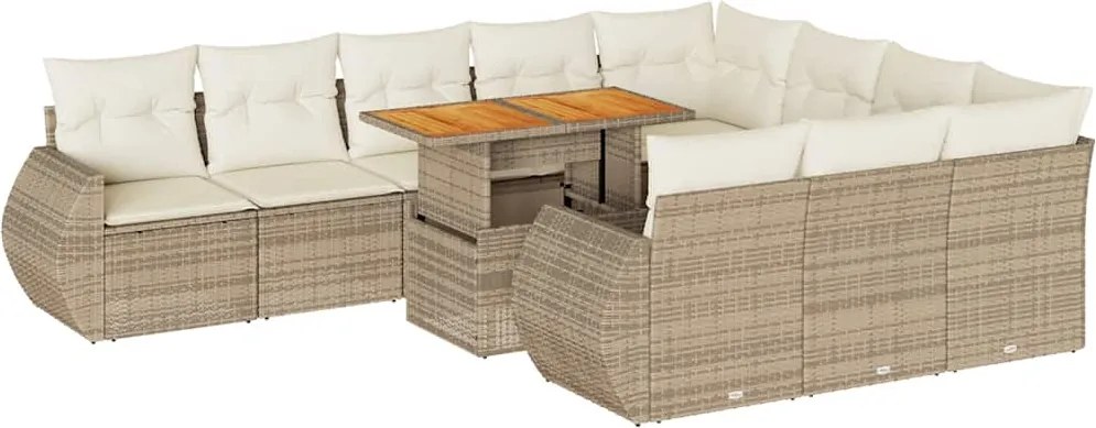 vidaXL Set canapele de grădină cu perne, 11 piese, bej, poliratan