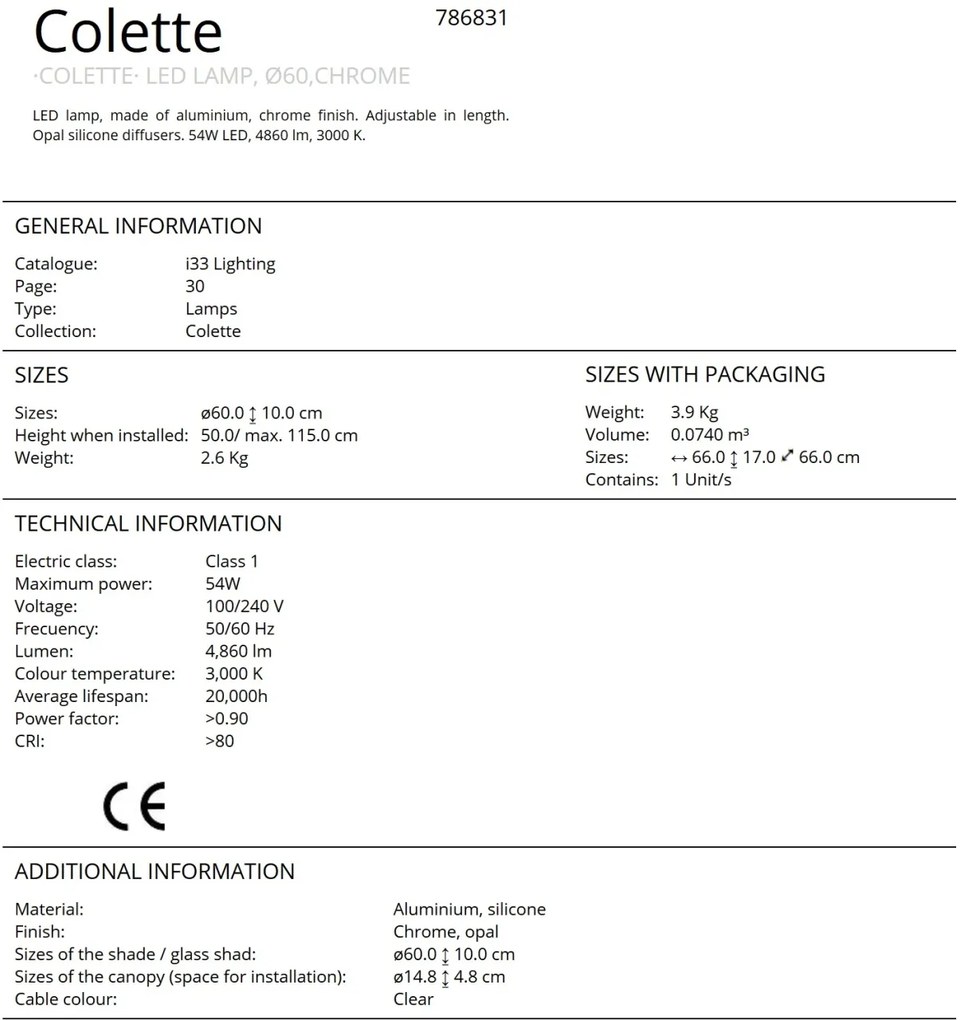 Lustra LED suspendata design ultra-modern 60cm Colette. crom SV-786831