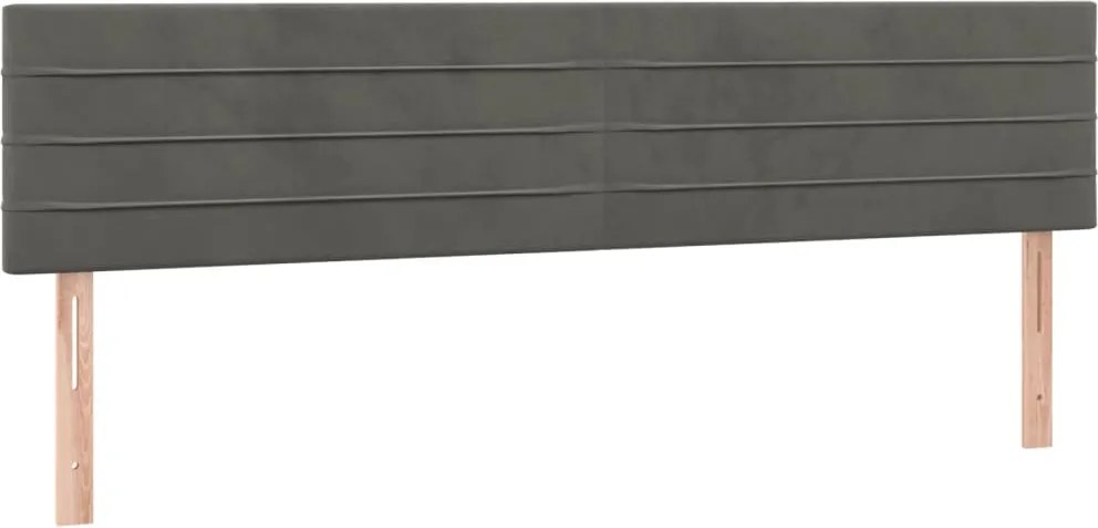 vidaXL Tăblii de pat, gri închis, 200x5x78/88 cm, catifea