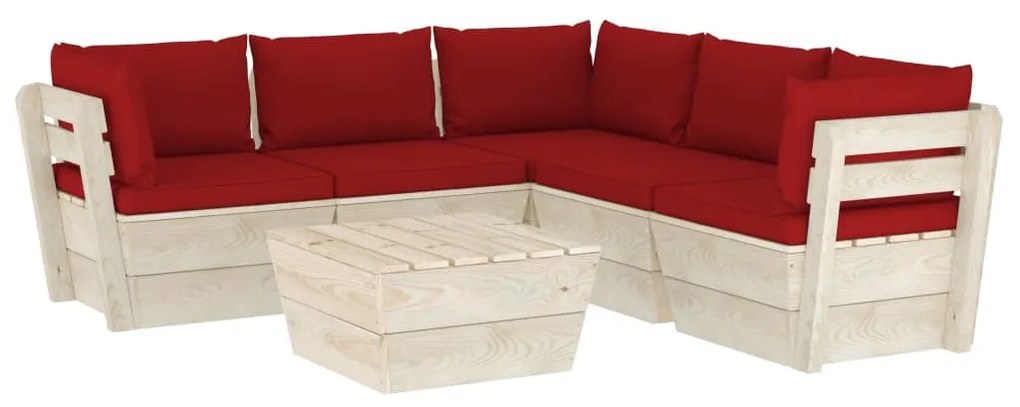 3063537 vidaXL Set mobilier grădină din paleți cu perne, 6 piese, lemn molid