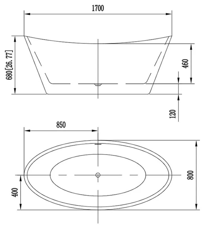 Cada baie freestanding 170 x 75 cm alba Florida, Selena P