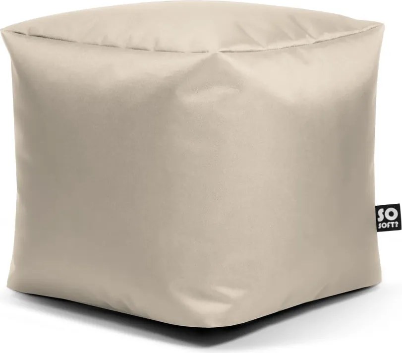 Fotoliu puf pentru copii bej cu tapițerie din imitație de piele Cube M – So Soft?