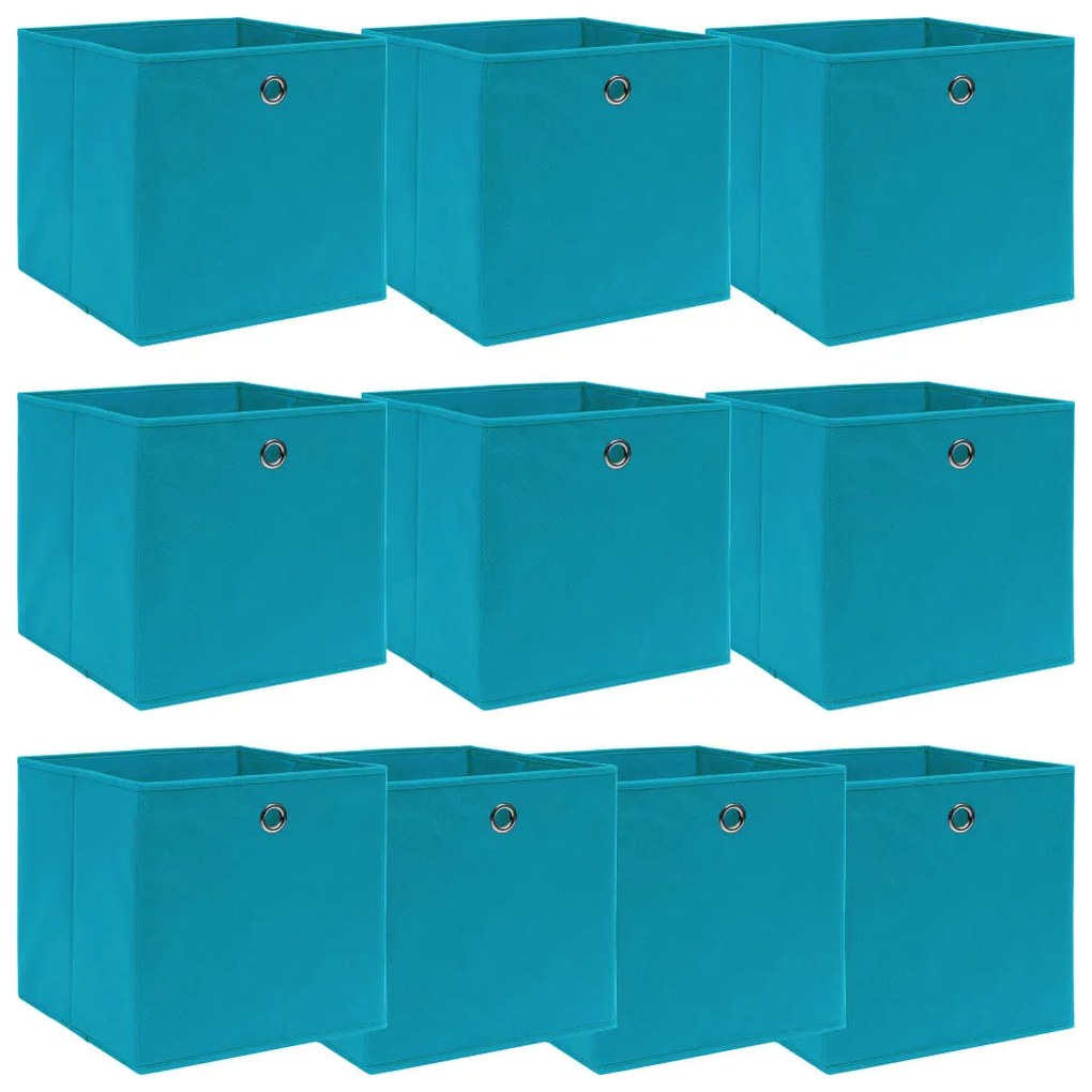 vidaXL Cutii de depozitare, 10 buc., bleu, 32x32x32 cm, textil