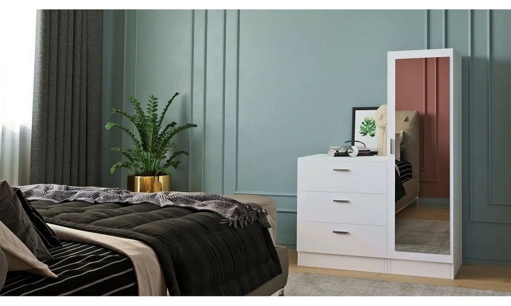 Comodă cu oglindă Coco White