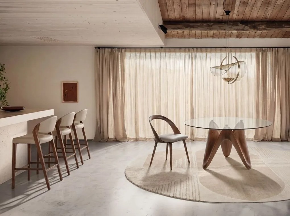 Scaun de bar din lemn si piele sintetica Mink