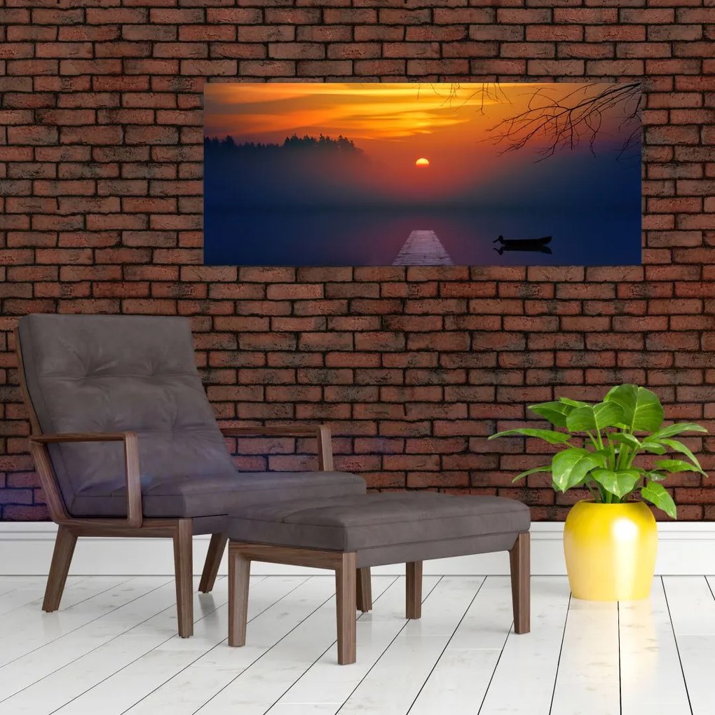 Tablou cu podul în apus de soare (120x50 cm)
