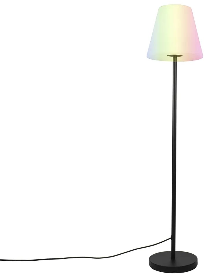 Lampă de podea inteligentă neagră cu abajur alb 35 cm IP65 inclusiv LED - Virginia