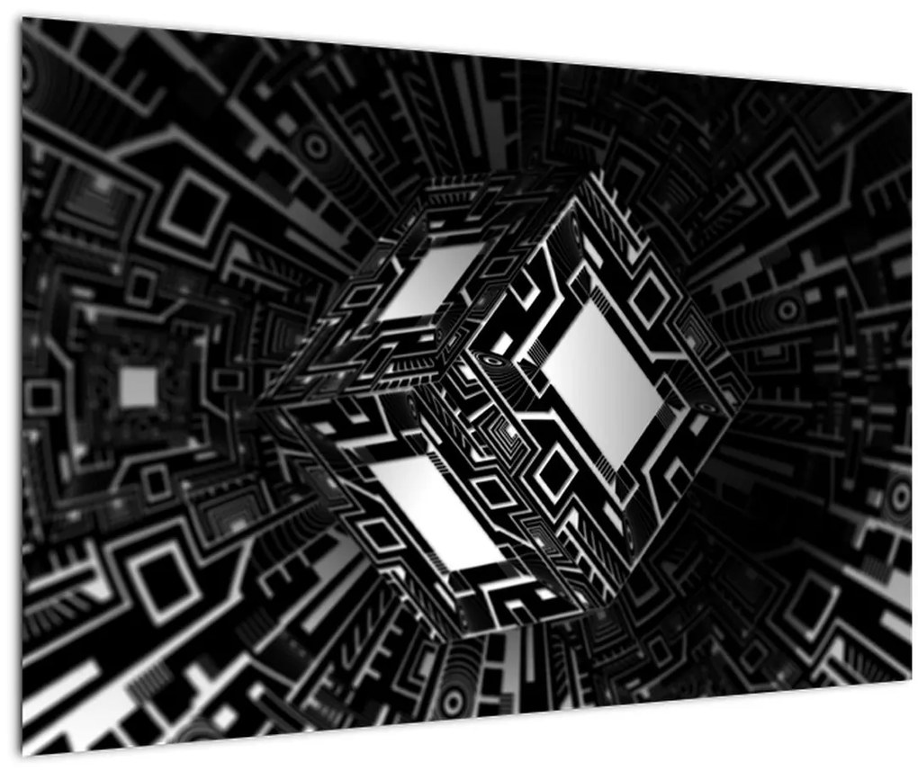 Tablou cu un cub abstract (90x60 cm)