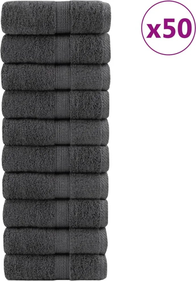 vidaXL Prosoape de baie premium, SOLUND, 50 buc., antracit, 30x30 cm, 600 g/m²