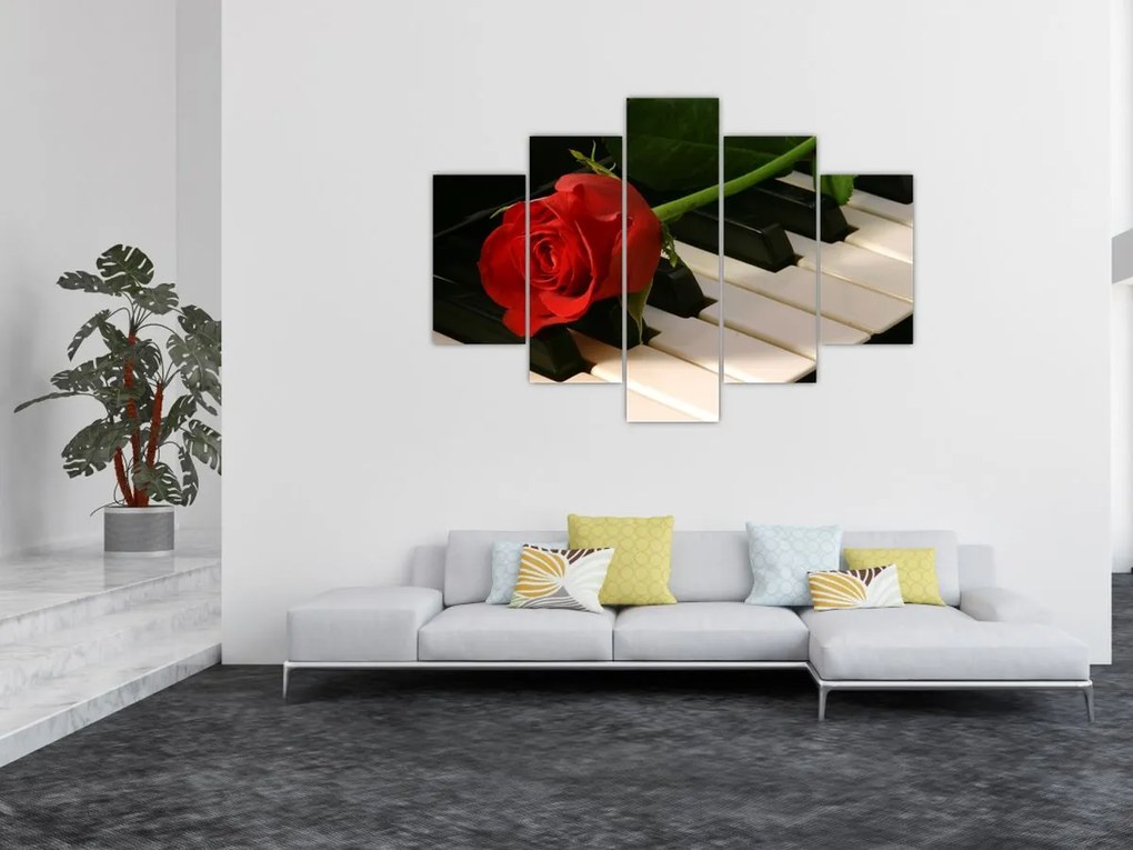Tablou - Pian și trandafiri (150x105 cm)