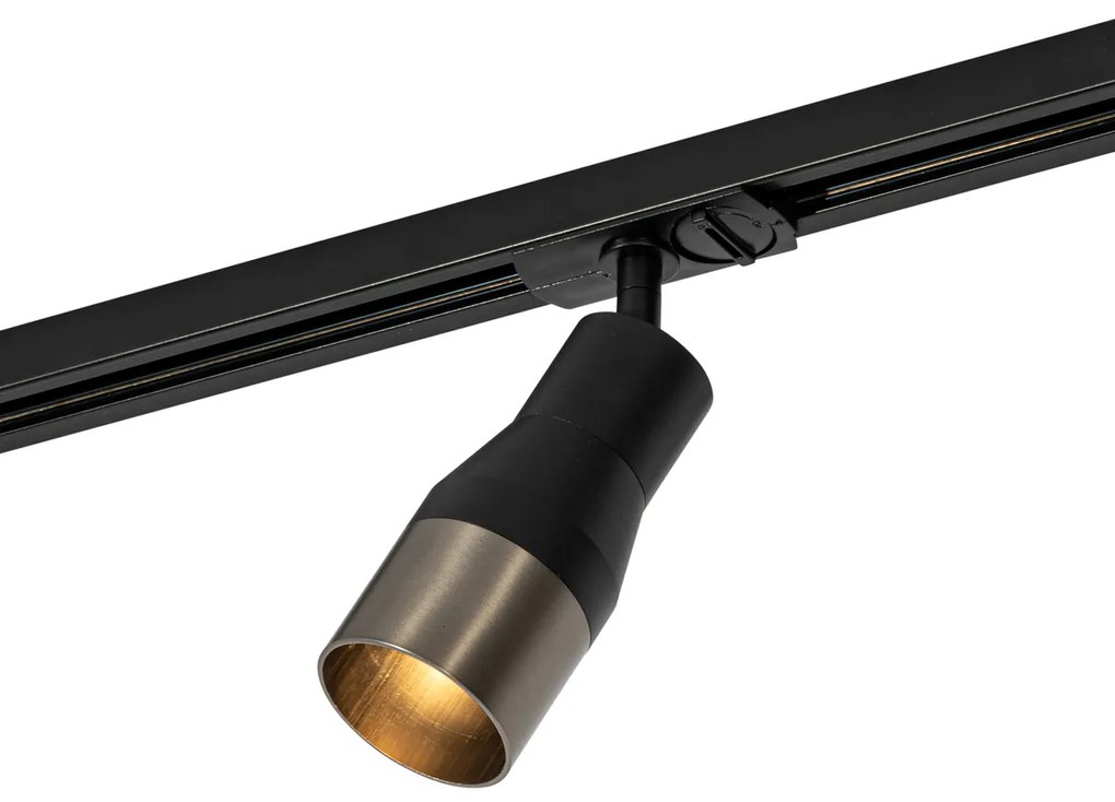 Spot modern negru cu gunmetal pentru sistem de șine monofazat GU10 50mm - Iconic Kohua